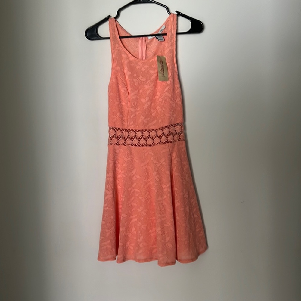 Brand new American rag dress. XS. Beautiful salmon color with sheer waist design